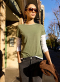 Addie Double Layer Organic Cotton Top - Light Khaki Baukjen