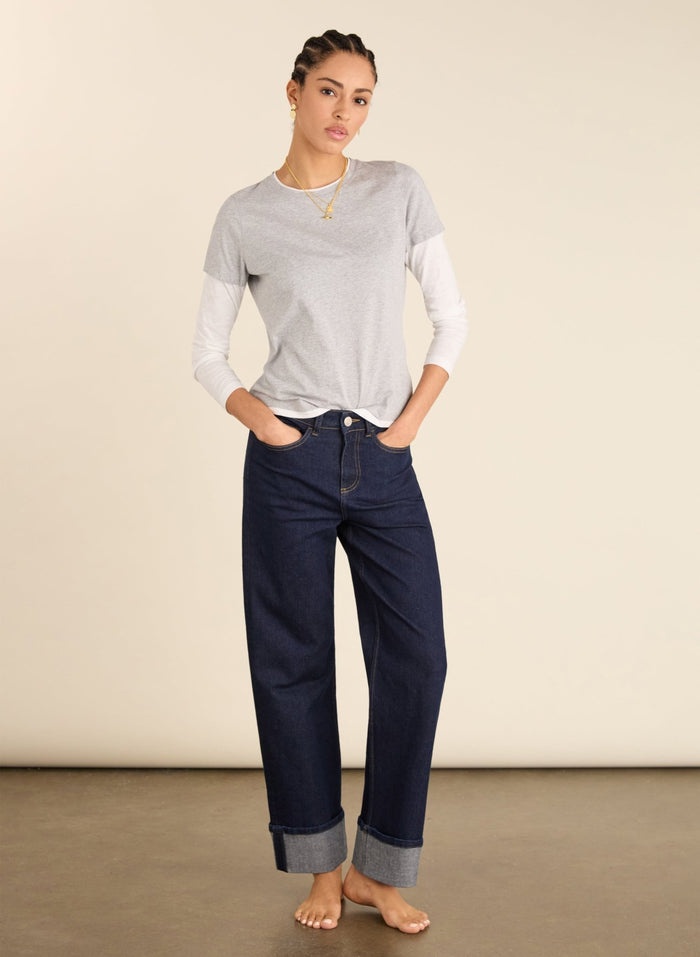Addie Double Layer Organic Cotton Top - Grey Marl Baukjen
