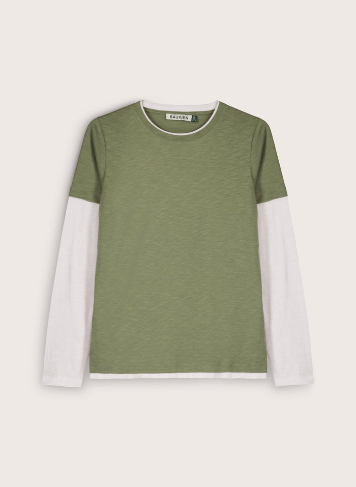 Addie Double Layer Organic Cotton Top - Light Khaki Baukjen