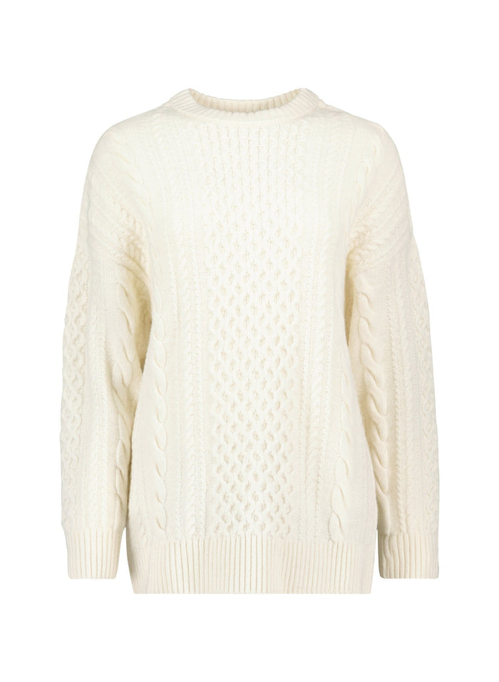 Aisha Wool Blend Cable Jumper - Soft White Baukjen