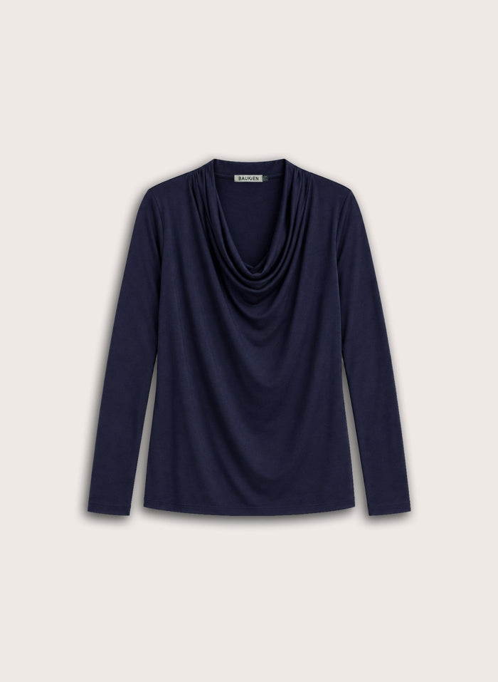 Albie Draped Top - Navy Baukjen