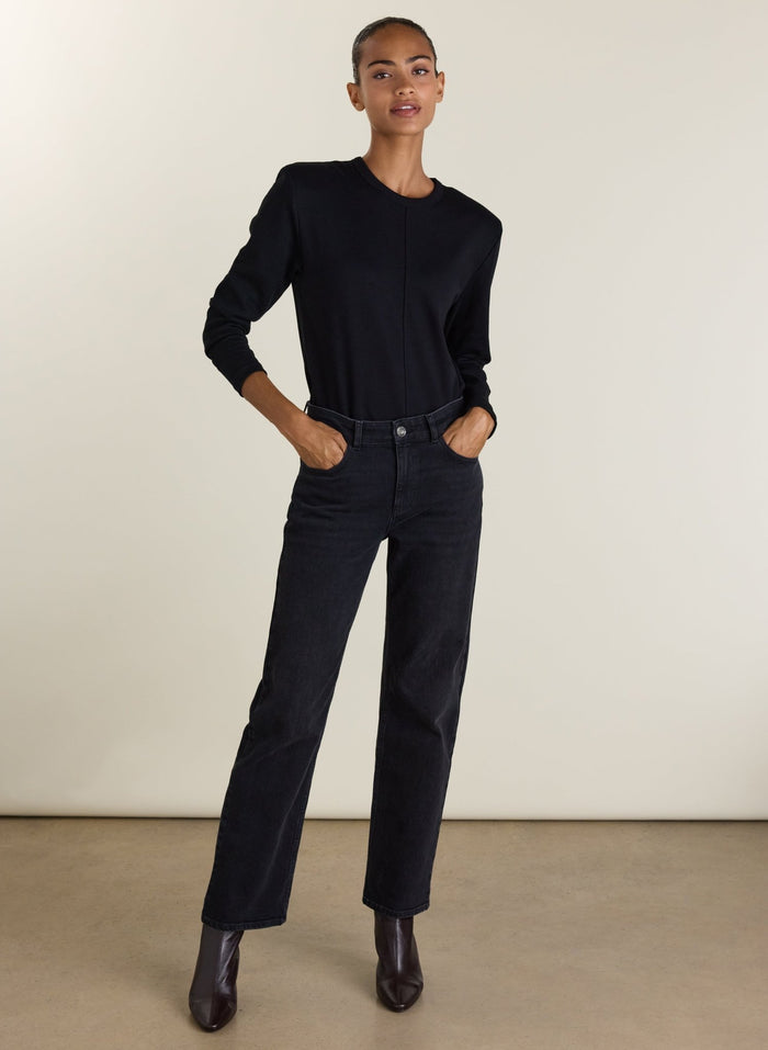 Alexa Strong Shoulder Top - Black Baukjen