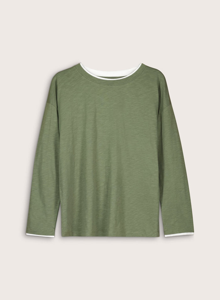 Alexandra Organic Cotton Relaxed Top - Light Khaki Baukjen