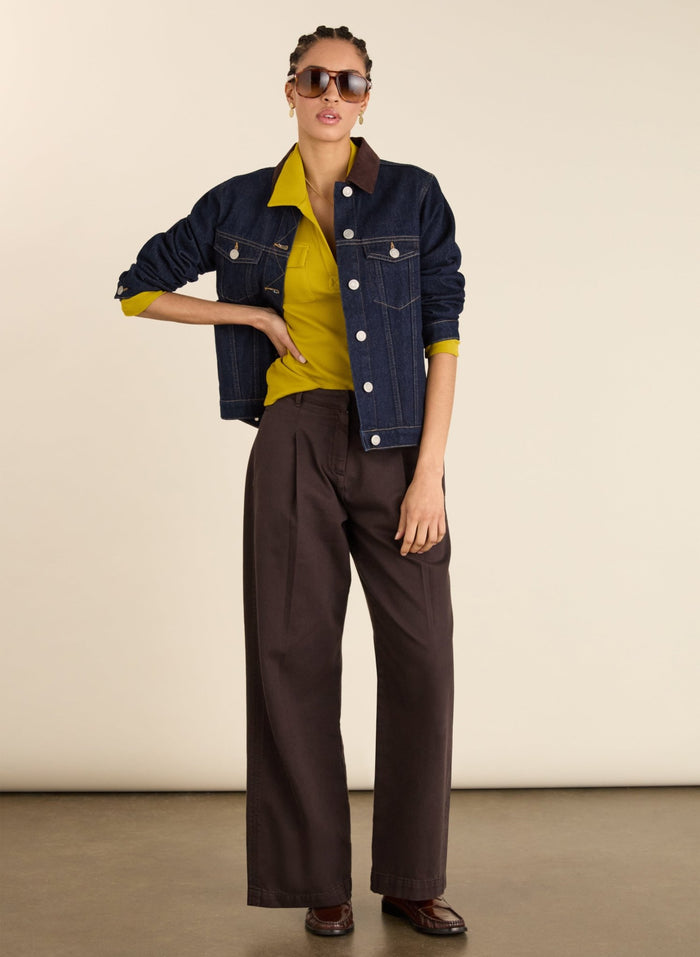 Allie Organic Cotton Rib Collar Top - Chartreuse Baukjen