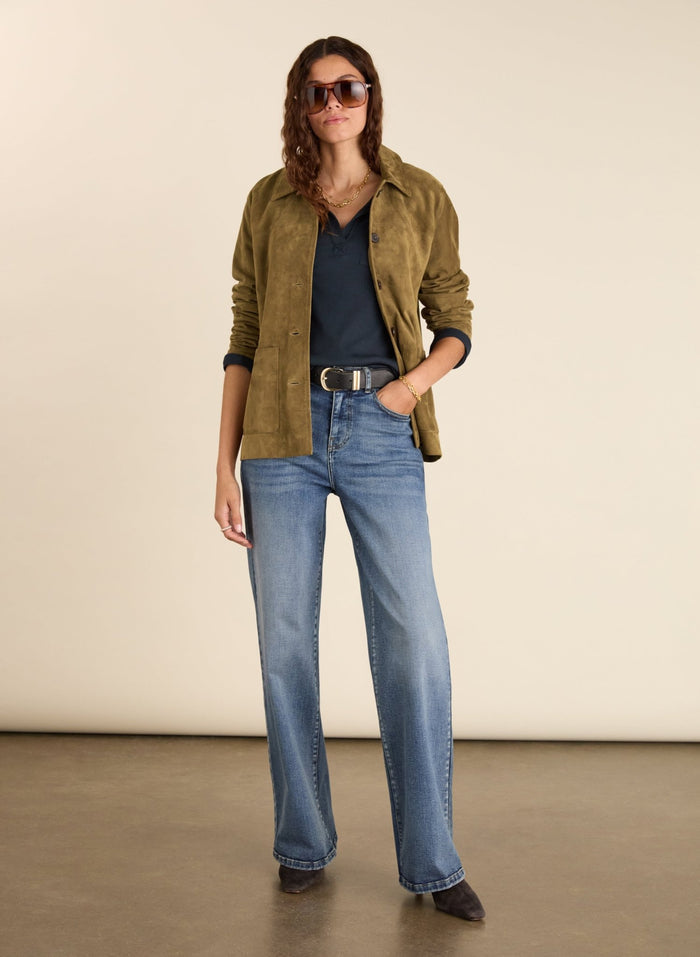 Allie Organic Cotton Rib Collar Top - Classic Navy Baukjen