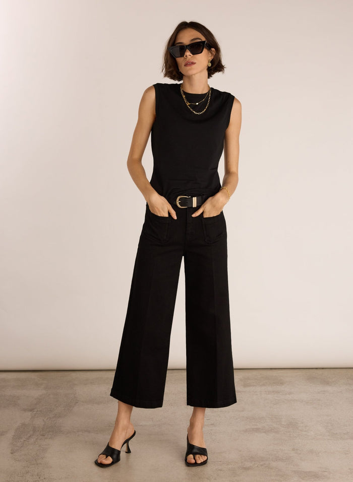 Amber Organic Cotton Top - Caviar Black Baukjen