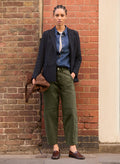 Amelia Organic Cotton Barrel Leg Cargo Trousers - Dark Olive Baukjen