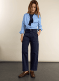 Amelia Organic Cotton Barrel Leg Cargo Trousers - French Navy Baukjen