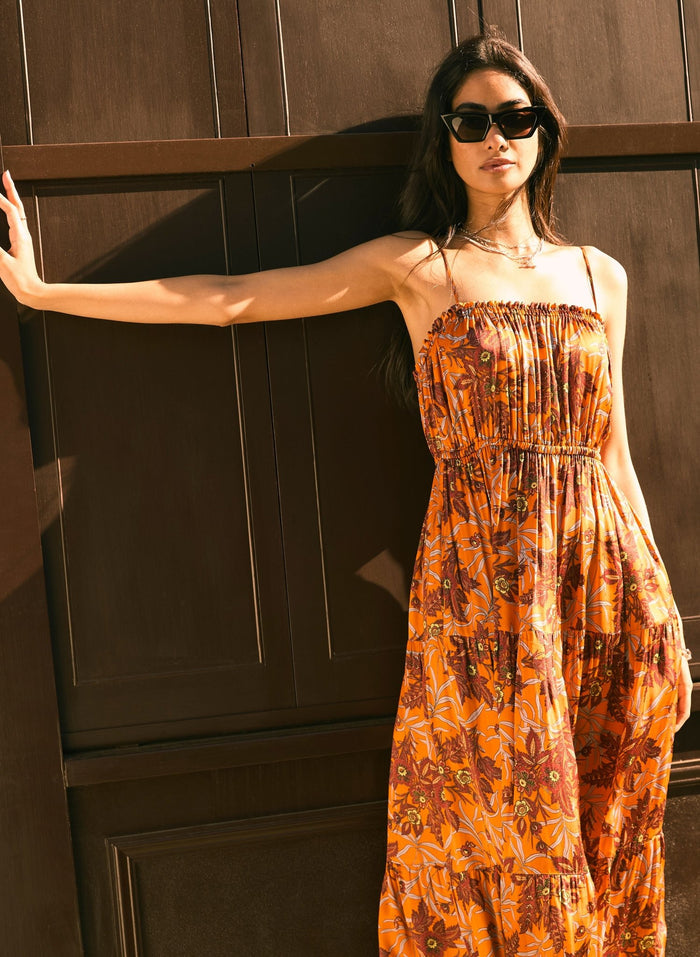 Anais Floral Dress - Tangerine Floral Baukjen