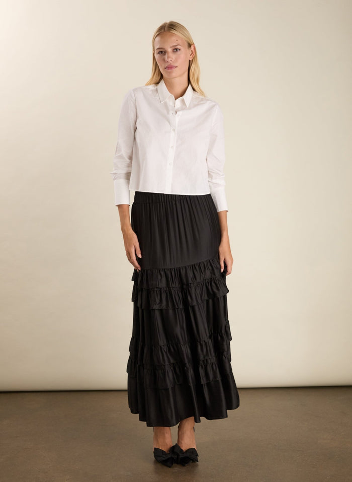 Angelica Ruffle Maxi Skirt - Caviar Black Baukjen