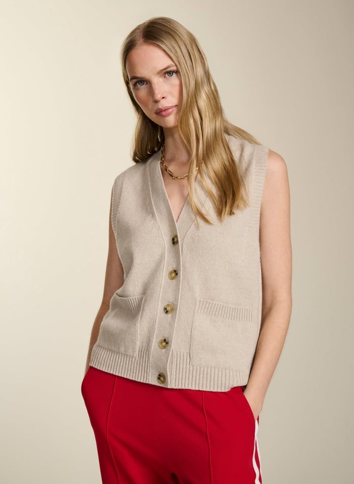 Anita Recycled Pure Wool Vest - Oatmeal Baukjen