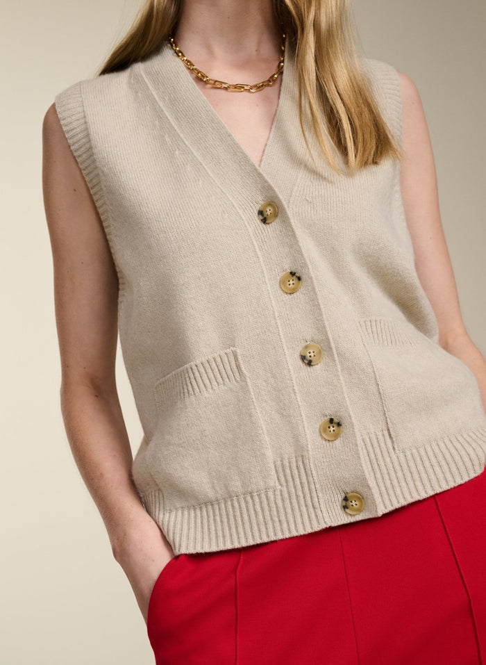Anita Recycled Pure Wool Vest - Oatmeal Baukjen