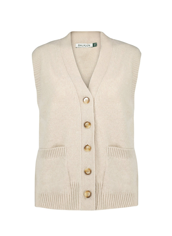 Anita Recycled Pure Wool Vest - Oatmeal Baukjen