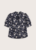 Ann Short Sleeve Blouse - Navy Floral Baukjen