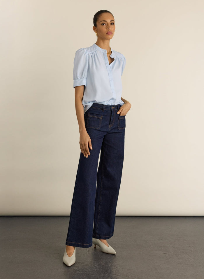 Ann Short Sleeve Blouse - Ice Blue Baukjen