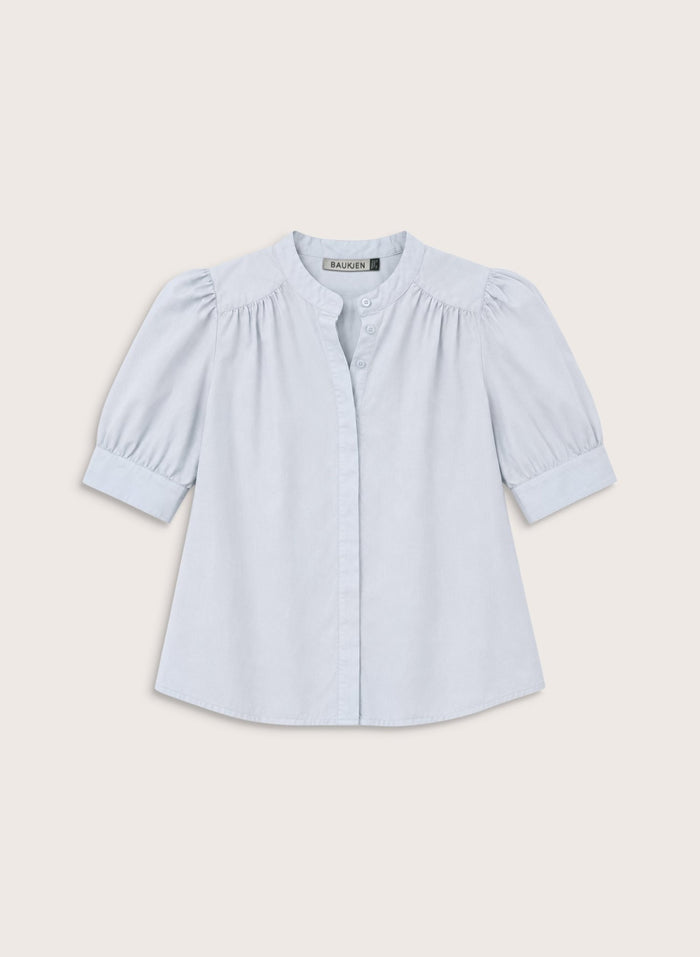Ann Short Sleeve Blouse - Ice Blue Baukjen