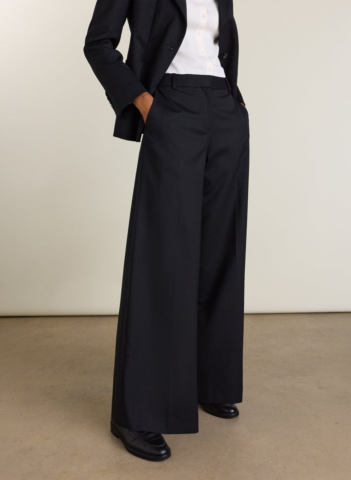 Anna Wide Leg Trousers - Black Baukjen