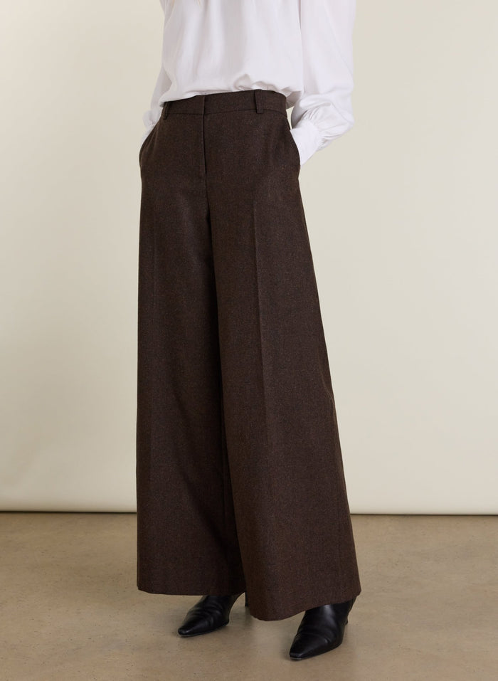 Anna Wide Leg Trousers - Milk Chocolate Baukjen