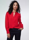 Annika Button Through Blouse - Crimson Red Baukjen