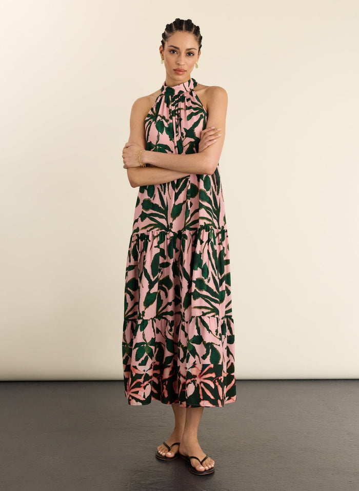 Anouk Printed Sleeveless Maxi Dress - Pink Palm Print Baukjen