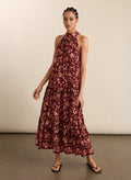 Anouk Printed Sleeveless Maxi Dress - Burgundy Floral Border Baukjen