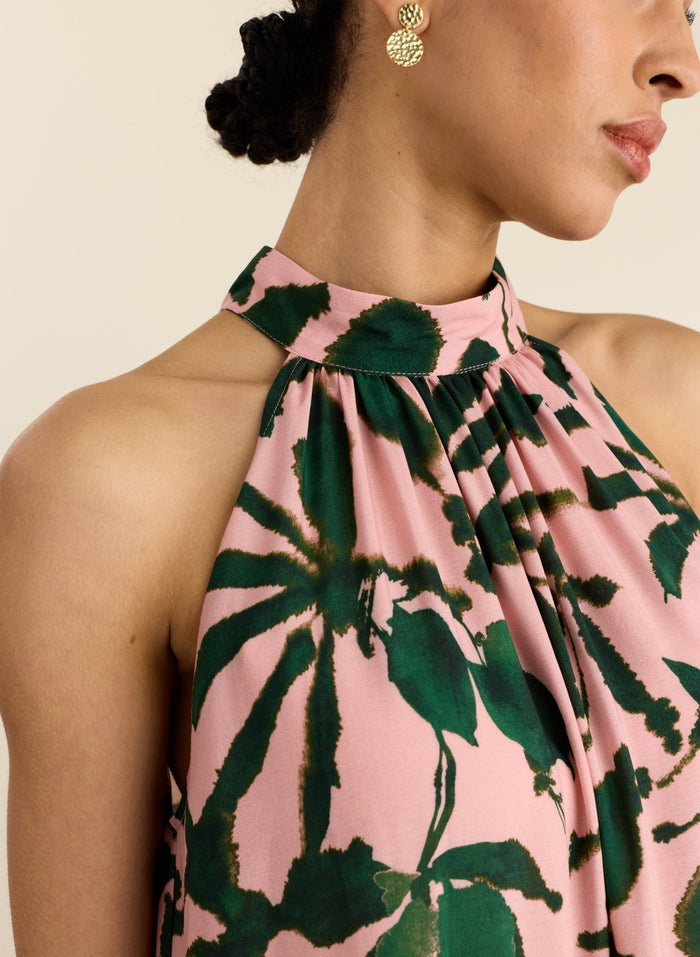 Anouk Printed Sleeveless Maxi Dress - Pink Palm Print Baukjen