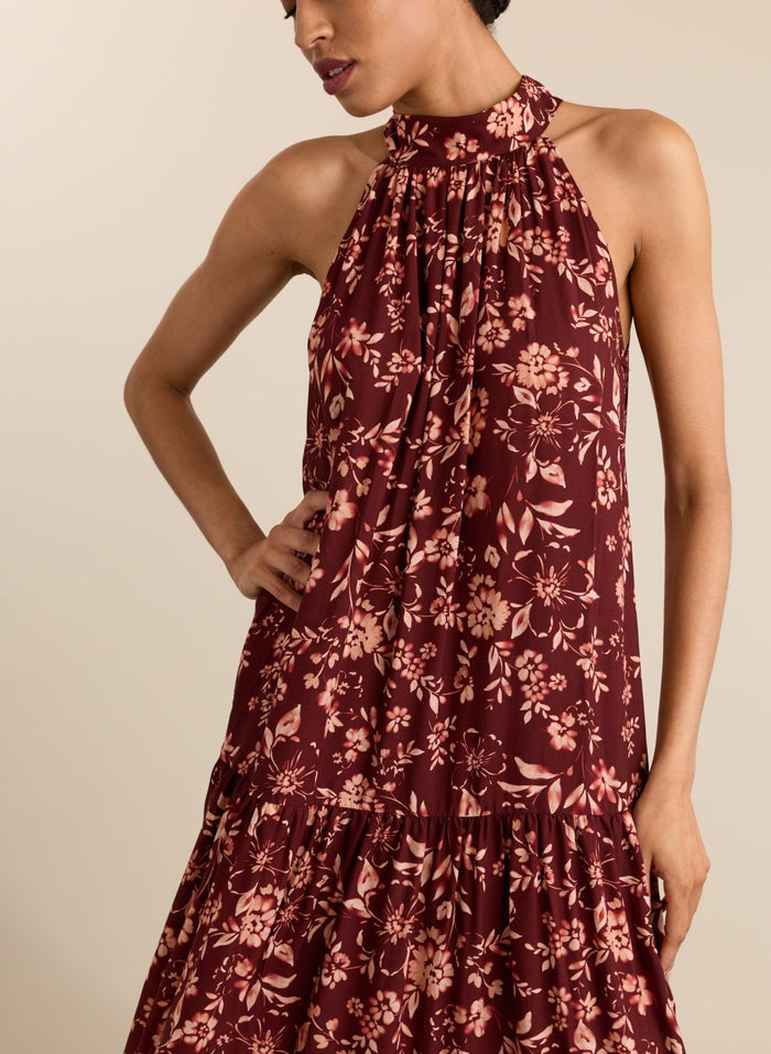 Anouk Printed Sleeveless Maxi Dress - Burgundy Floral Border Baukjen