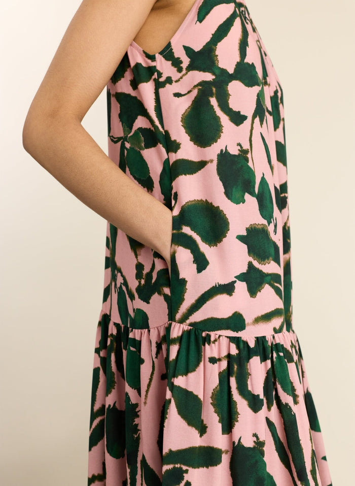Anouk Printed Sleeveless Maxi Dress - Pink Palm Print Baukjen
