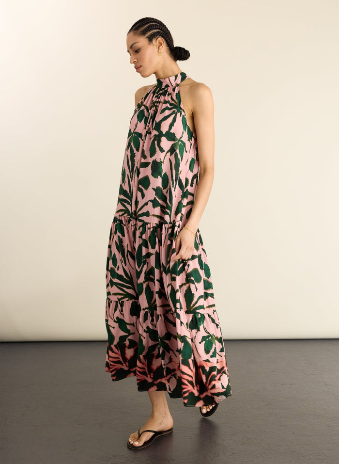 Anouk Printed Sleeveless Maxi Dress - Pink Palm Print Baukjen