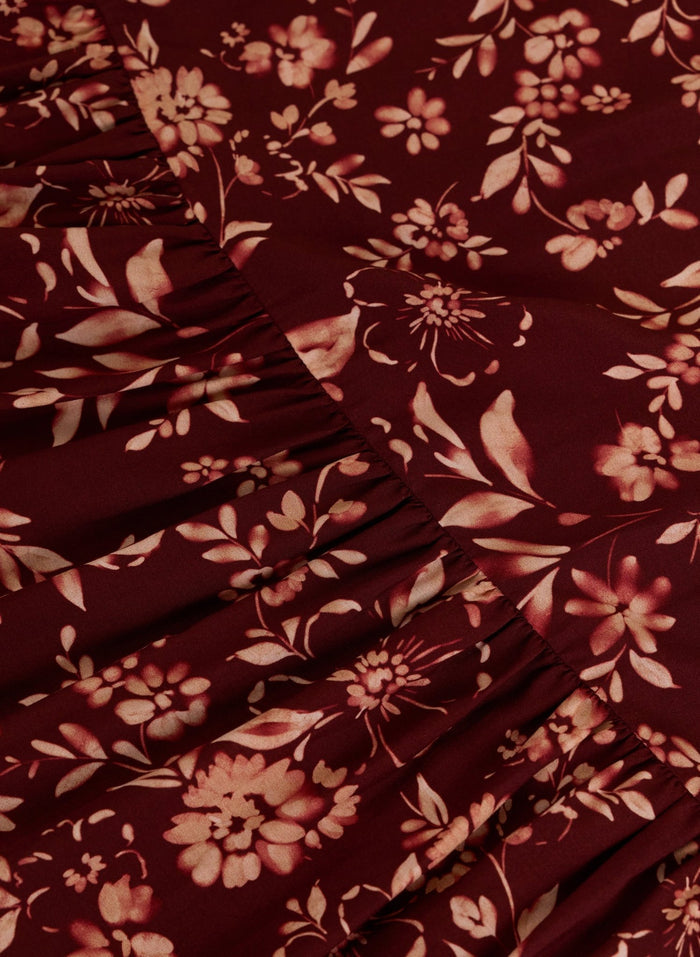 Anouk Printed Sleeveless Maxi Dress - Burgundy Floral Border Baukjen