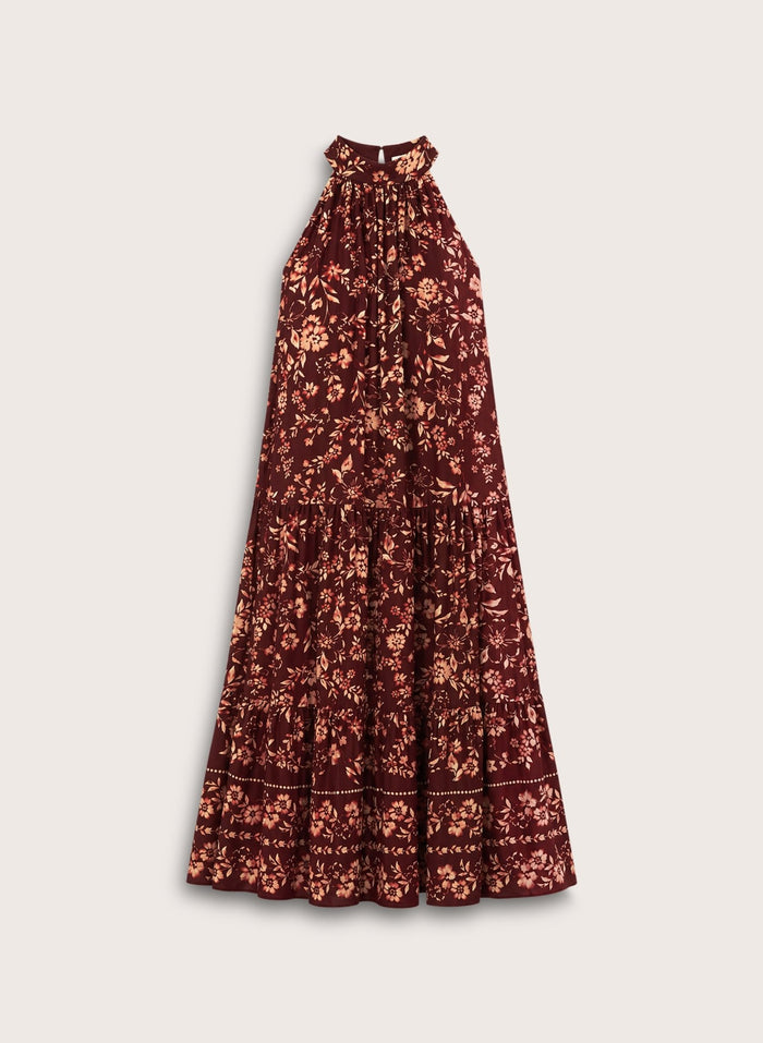 Anouk Printed Sleeveless Maxi Dress - Burgundy Floral Border Baukjen