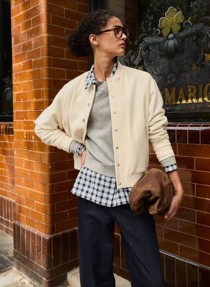 Antonia Wool Blend Bomber Jacket - Soft White Baukjen