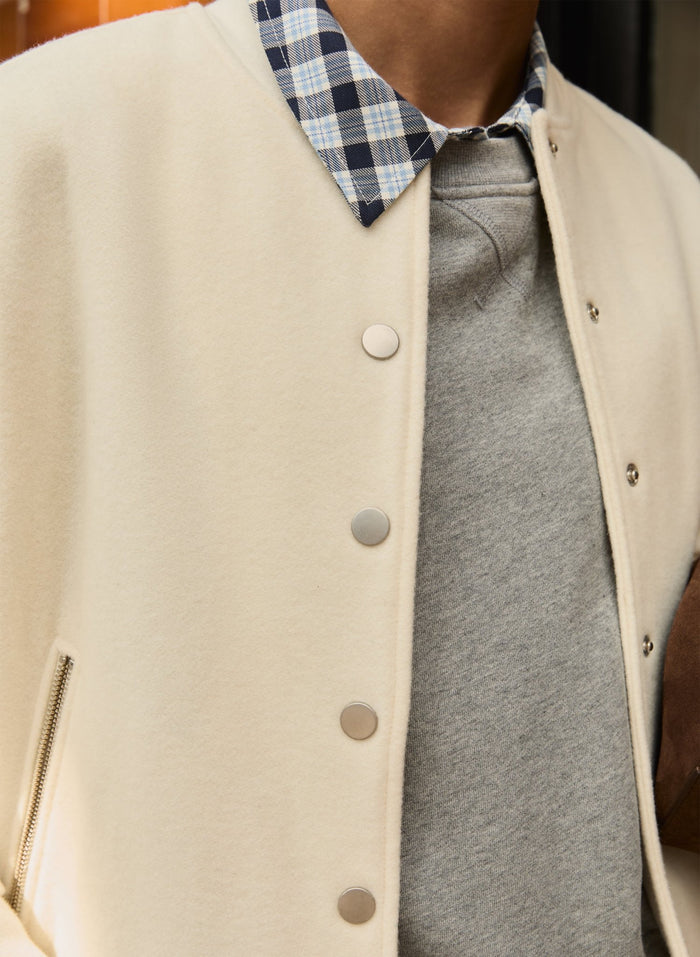 Antonia Wool Blend Bomber Jacket - Soft White Baukjen