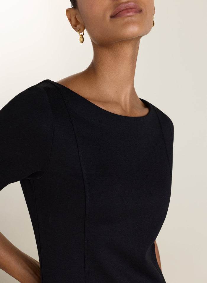 April Ponte Knee Length Dress - Black Baukjen