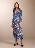 Arabella Printed Tea Dress - Blue Floral Saraca Baukjen