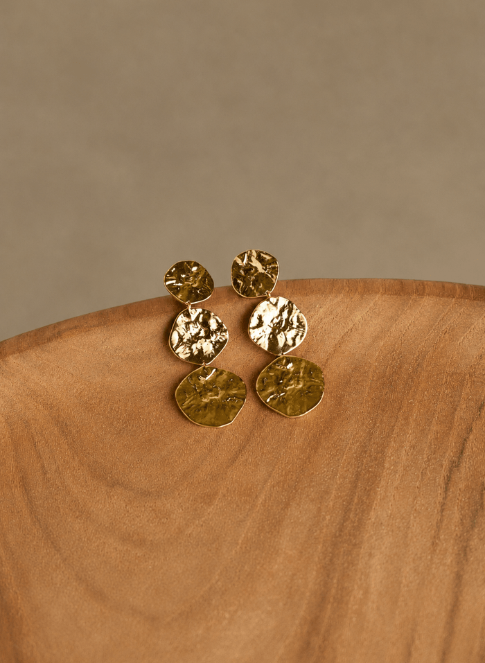 Arie Hammered Coin Drop Earrings - One Size Baukjen