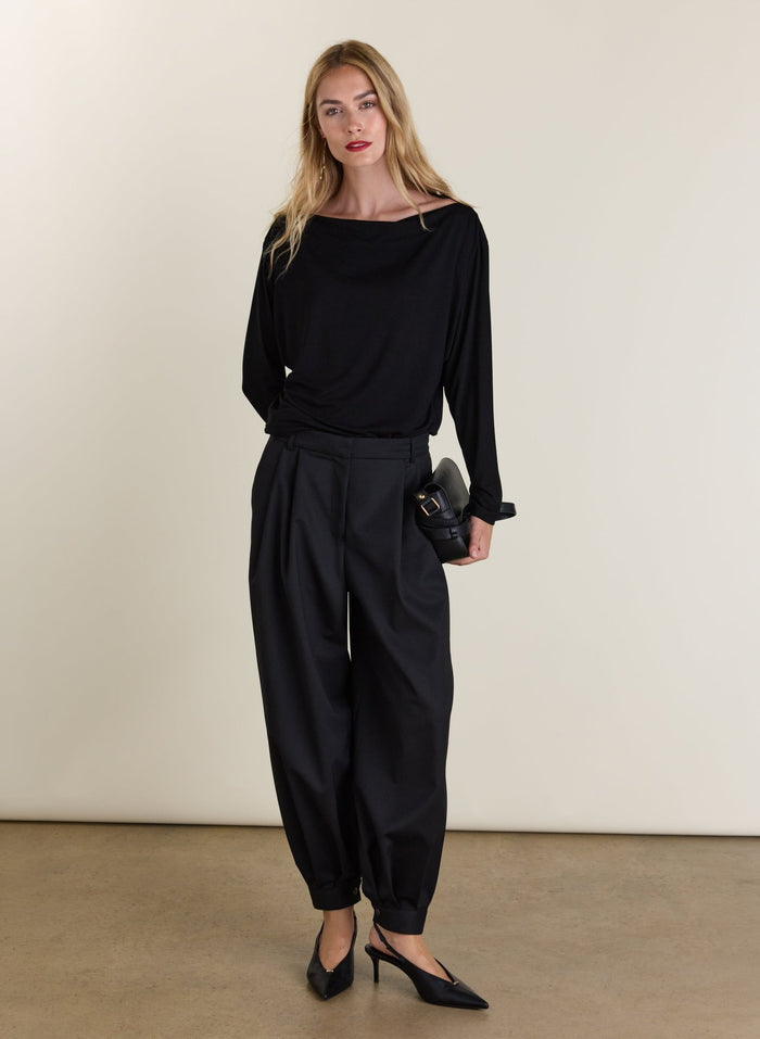 Arlene Boat Neck Top - Black Baukjen