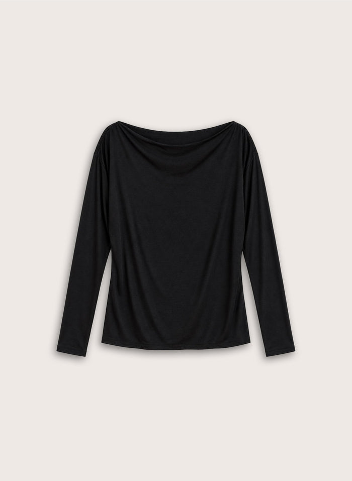 Arlene Boat Neck Top - Black Baukjen