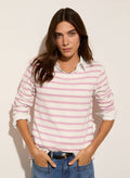 Ashley Organic Cotton Top - Soft White & Blossom Stripe Baukjen