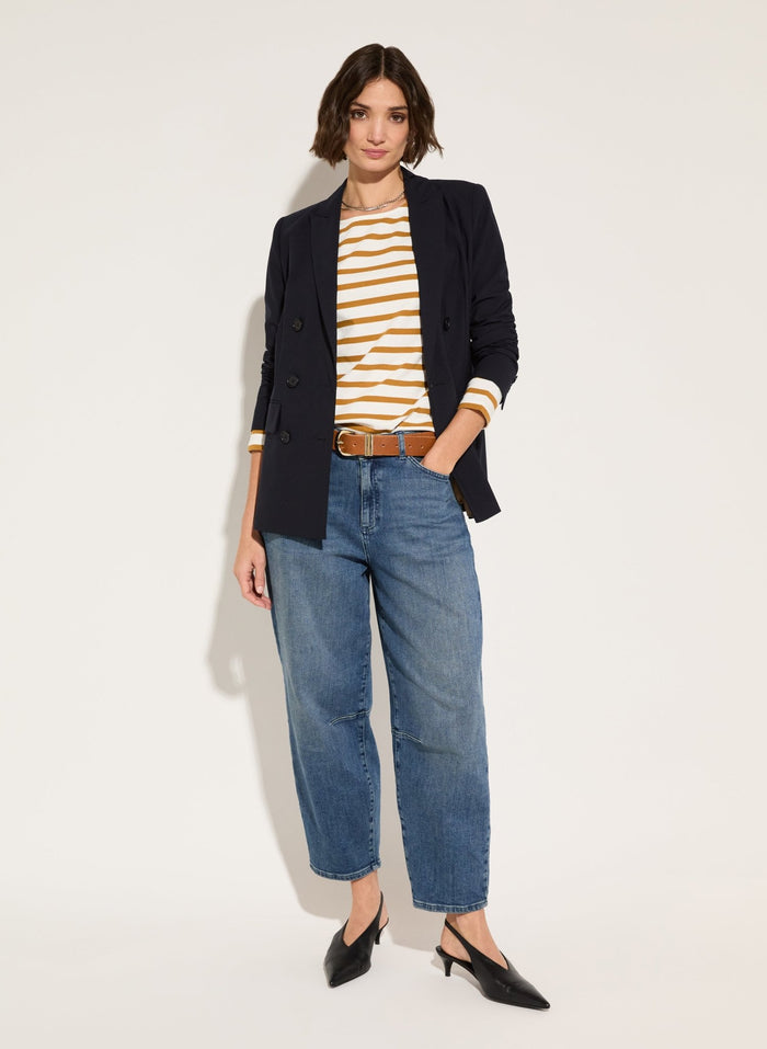 Ashley Organic Cotton Top - Soft White & Ochre Baukjen
