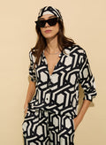 Ashlyn Printed Satin Shirt - Black Geo Baukjen