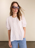 Augusta Organic Cotton Broderie Detail Blouse - Soft White Baukjen