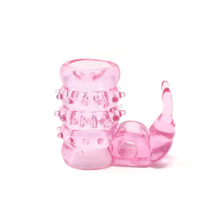 Basic Essentials Stretchy Vibrating Bunny Enhancer Penis Sleeve