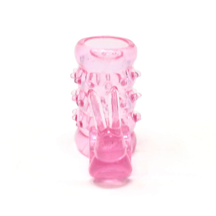Basic Essentials Stretchy Vibrating Bunny Enhancer Penis Sleeve