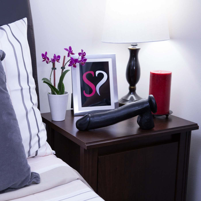 Basix 10 Inch Black Suction Cup Dildo
