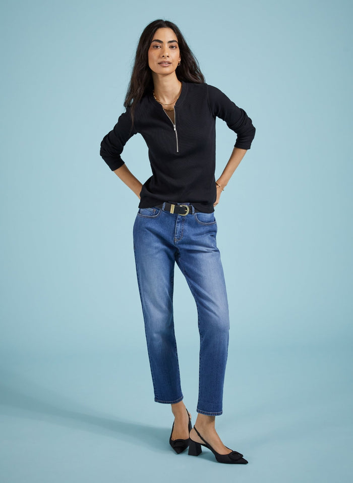 Baukjen Organic Cotton Stretch Boyfriend Jeans - Washed Indigo Baukjen