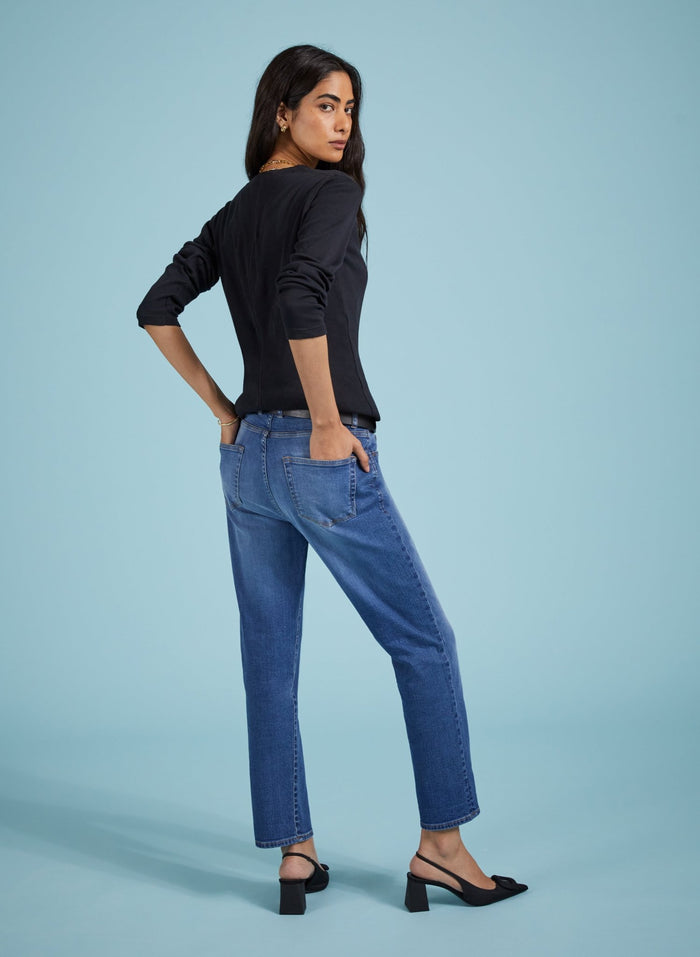 Baukjen Organic Cotton Stretch Boyfriend Jeans - Washed Indigo Baukjen