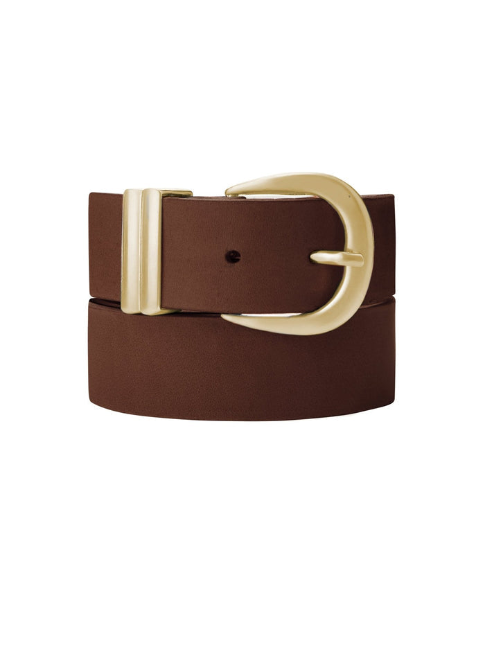 Baukjen Signature Gold Buckle Belt - Brown Baukjen