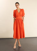 Bella Organic Cheesecloth Midi Dress - Tangerine Baukjen
