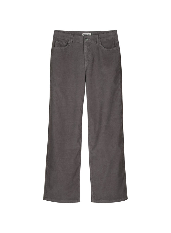 Bethany Organic Cotton Corduroy Wide Leg Trousers - Slate Grey Baukjen